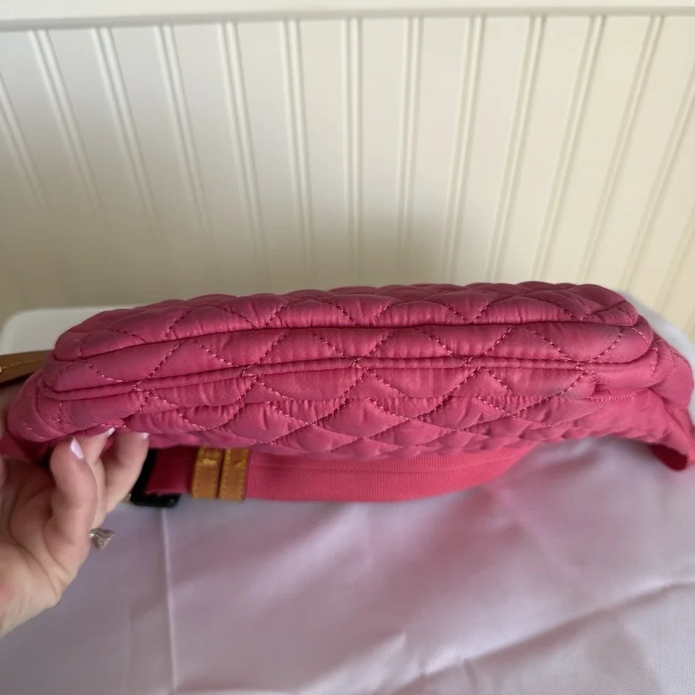 MZ Wallace Zinnia Pink Metro Quilted Sling Fanny Pack Belt Bag Handbag Purse
